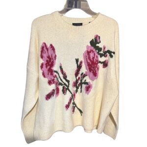 Ted Baker NWT London Floral Jacquard Sweater Quiet Luxury Cream Ivory Size Large